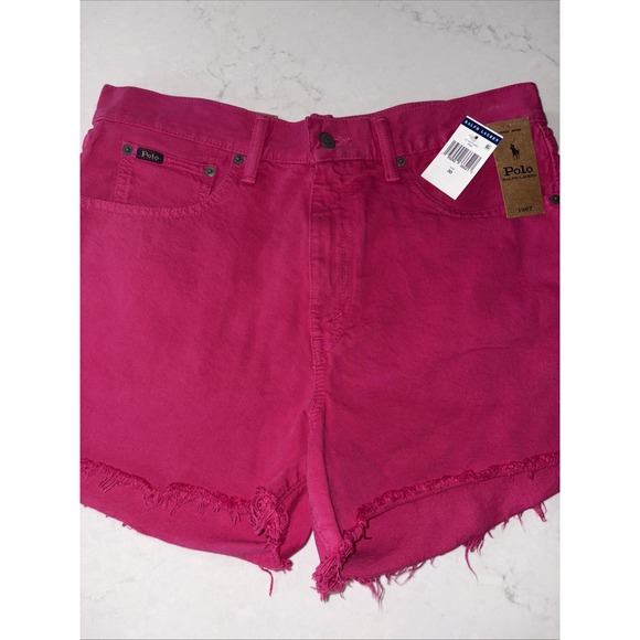Polo Ralph‎ Lauren Women's 30 PINK The Crosby Relaxed DENIM Jean Cut Off Shorts - Picture 1 of 7